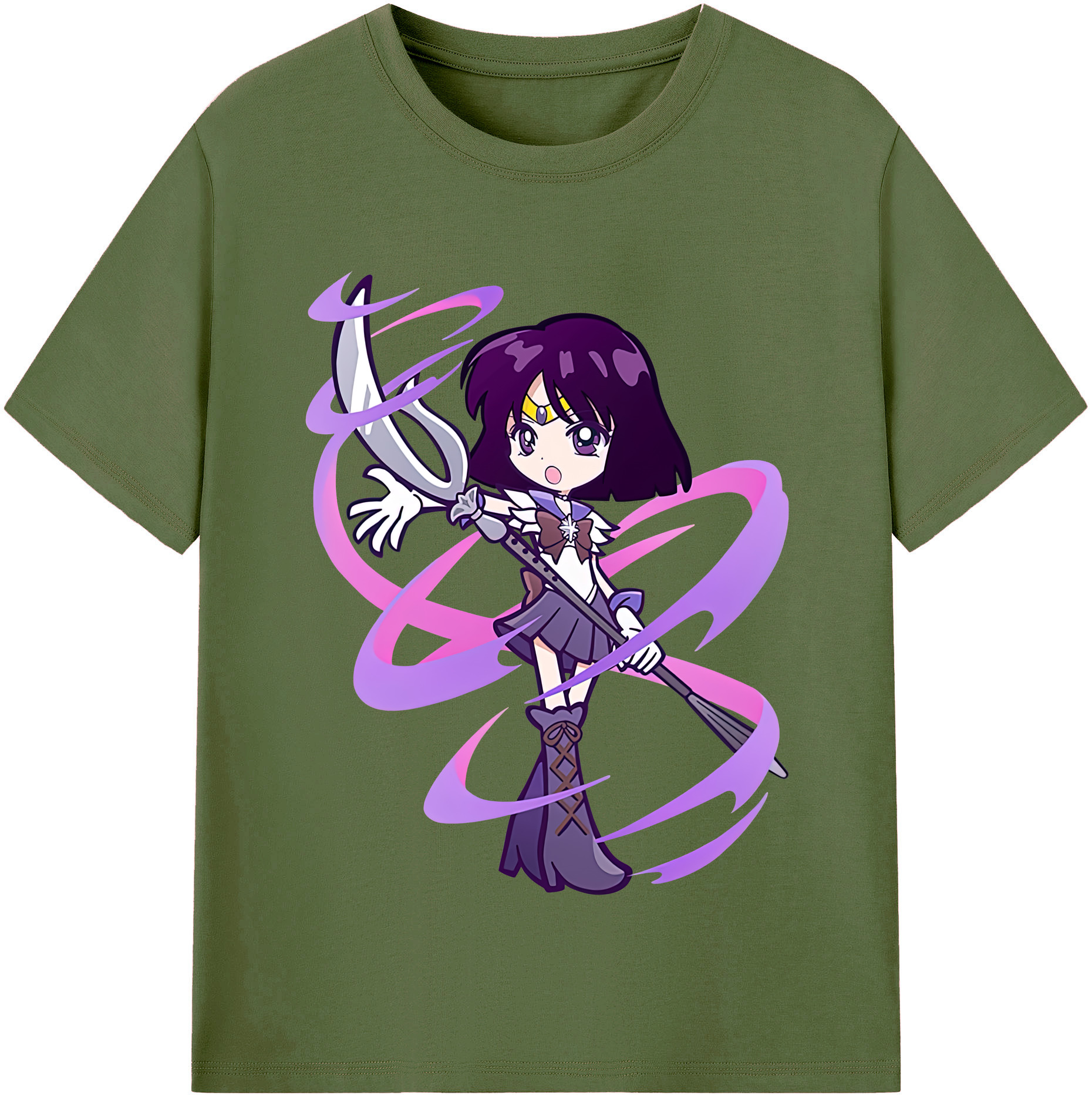 （画像用） 美少女戦士セーラームーン 土萠ほたる Sailor Moon Tomoe Hotaru （セーラーサターン；Sailor Saturn） 綿100％半袖Tシャツ（フロントプリント）